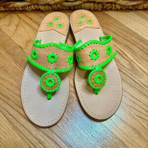 Jack Rogers Original Jacks Sandals - Lime Green & Tan - Size 9M